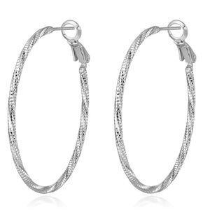 🌹Large Diamond Cut Sterling Silver Hoop Earrings Christmas gift